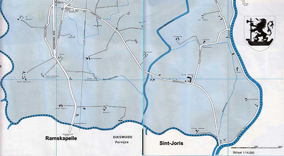 landkaart linker gedeelte ramskapelle en rechtergedeelte sint-joris
